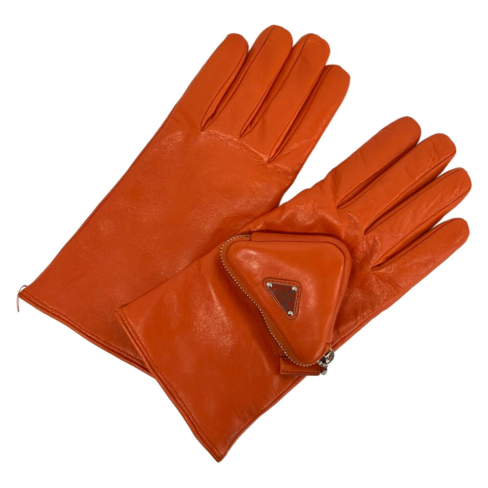 Prada Orange Leather Women's Gloves #344929P65B